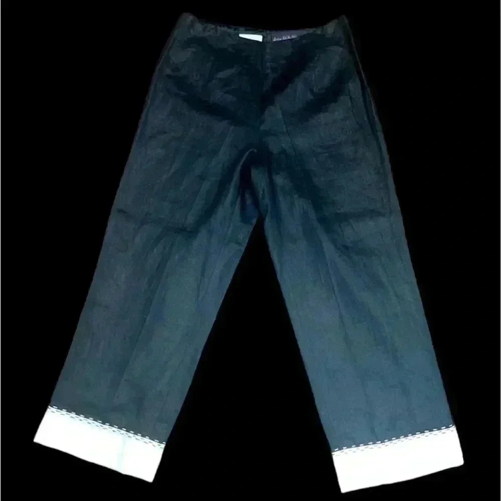 Sara Isabella 100% Linen Cropped  Color‎ Block Pants Sz 6
